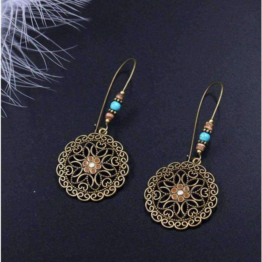 Planet Gates charming tibet silvers Retro Vintage Creative Silver blue Chalcedony opal TURQUOISEs earring  Female luck Jewelry shipping free