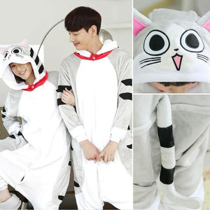 Planet Gates Cheese cat / S Animal Pajamas Flannel Winter Women Men Unicorn Stitch Panda Pikachu Onesie Sleep lounge Sleepwear