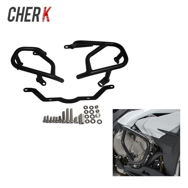 Cherk Black Silvery Solid Tubular Steel Engine Guard Crash Bars Protector For BMW S1000XR 2015 2016 2017 2018 Motorcycle Parts