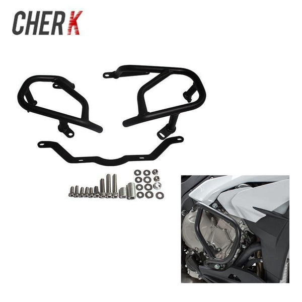 Cherk Black Silvery Solid Tubular Steel Engine Guard Crash Bars Protector For BMW S1000XR 2015 2016 2017 2018 Motorcycle Parts