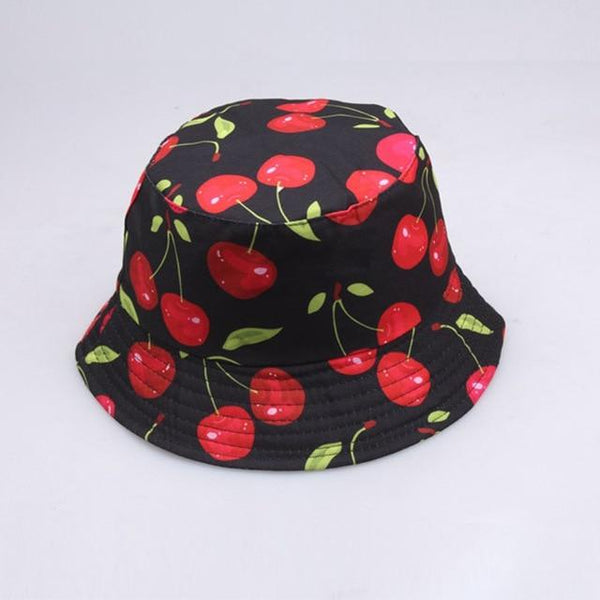 Planet Gates cherry black Galaxy Stars Print Panama Hat Cap Reversible Bucket Hat Summer Sun Hats For Women Men Gorro