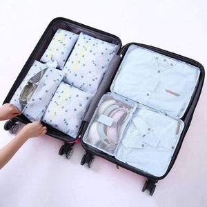 Planet Gates Cherry blue 7Pcs/set Trip Luggage Organizer Polyester Portable Travel Partition Pouch Storage Bags Home Organization Accessories Supplies