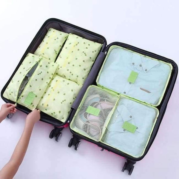 Planet Gates Cherry green 7Pcs/set Trip Luggage Organizer Polyester Portable Travel Partition Pouch Storage Bags Home Organization Accessories Supplies