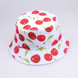 Planet Gates cherry  white Galaxy Stars Print Panama Hat Cap Reversible Bucket Hat Summer Sun Hats For Women Men Gorro