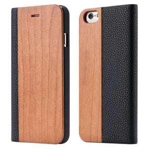 Planet Gates Cherrywood / For iphone X 10 Wood Case For iPhone 8 7 6S Plus Cases Genuine Bamboo Flip Leather Wallet Stand Coque For iPhone 6 6s XS Max X 10 Case