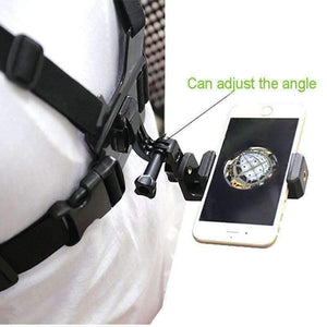 Planet Gates Chest Strap Mount w/ Phone Clip/Bracket for Climbing/skiing/biking 360 Degree Rotated for iPhone Huawei Samsung Gopro Accessory