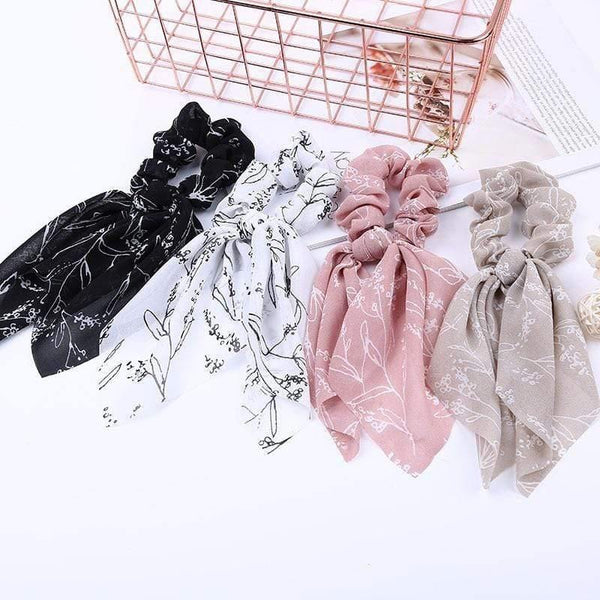 Chiffon Ribbons Hairband Elastic Hair Rope Hair Tie Floral Scrunchie Women Ponytail Holder Rubber Headbands Accessories