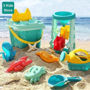 Planet Gates Children Beach Toys 17 Pcs Kit Baby Summer Digging Sand Tool with Shovel Water Game Play Outdoor Toy Set Sandbox for Boys Girls
