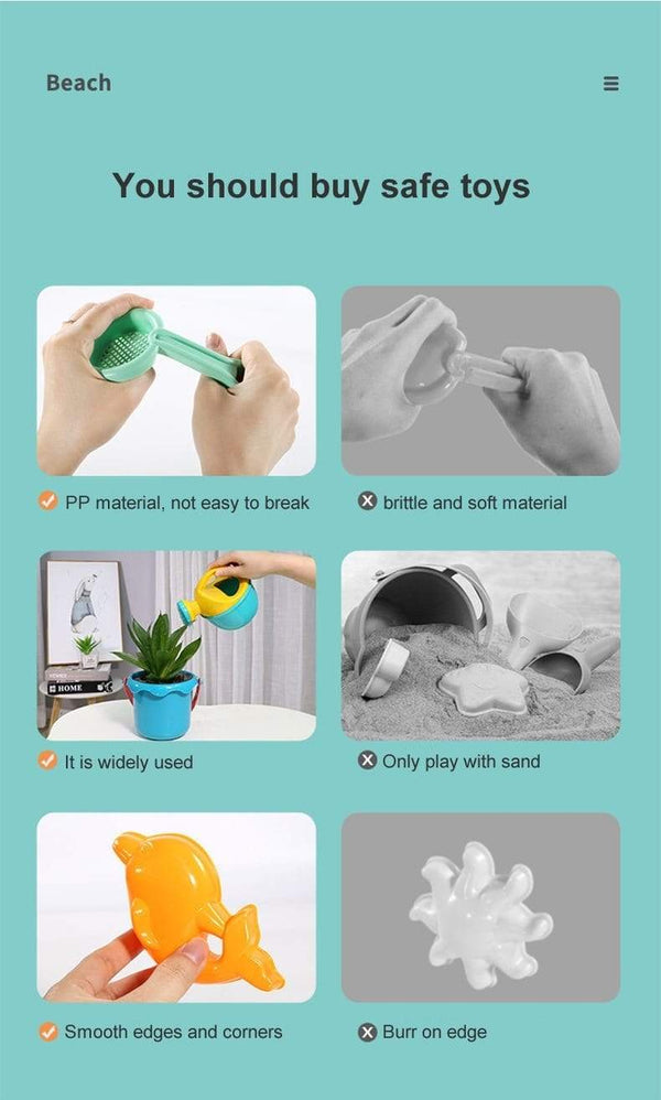 Planet Gates Children Beach Toys 17 Pcs Kit Baby Summer Digging Sand Tool with Shovel Water Game Play Outdoor Toy Set Sandbox for Boys Girls