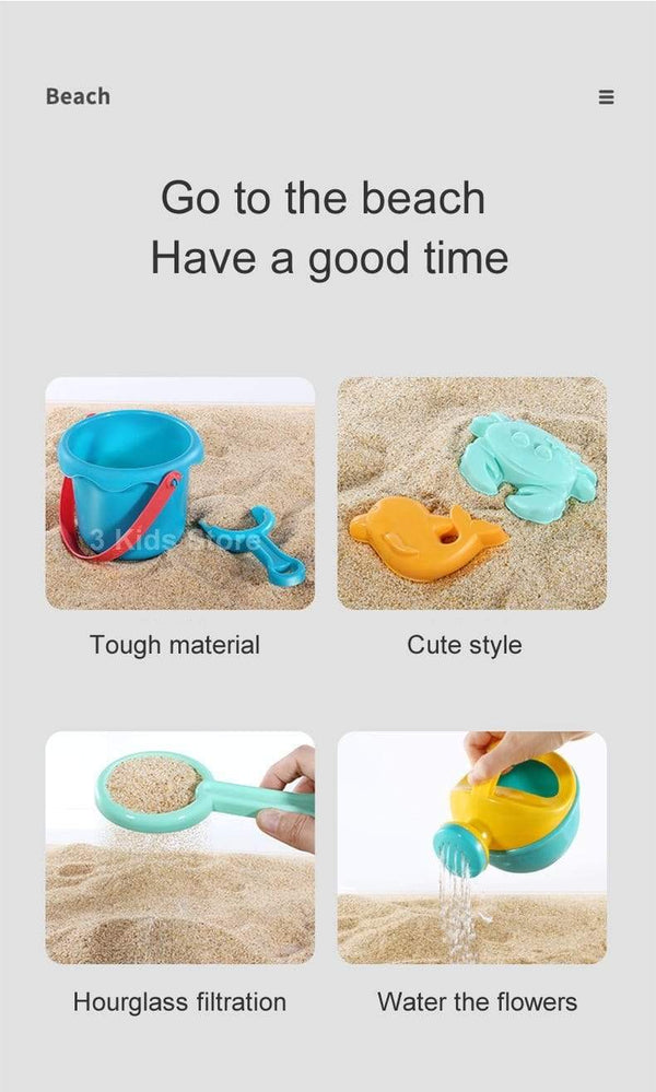 Planet Gates Children Beach Toys 17 Pcs Kit Baby Summer Digging Sand Tool with Shovel Water Game Play Outdoor Toy Set Sandbox for Boys Girls