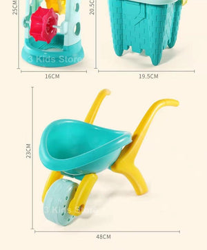 Planet Gates Children Beach Toys 17 Pcs Kit Baby Summer Digging Sand Tool with Shovel Water Game Play Outdoor Toy Set Sandbox for Boys Girls