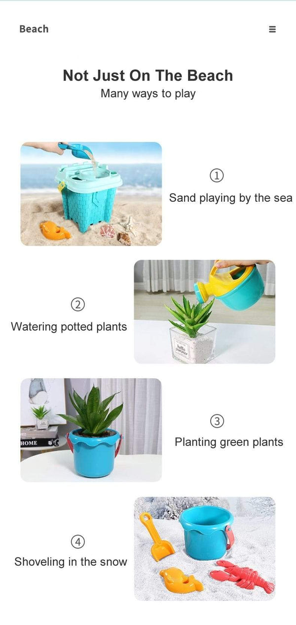 Planet Gates Children Beach Toys 17 Pcs Kit Baby Summer Digging Sand Tool with Shovel Water Game Play Outdoor Toy Set Sandbox for Boys Girls