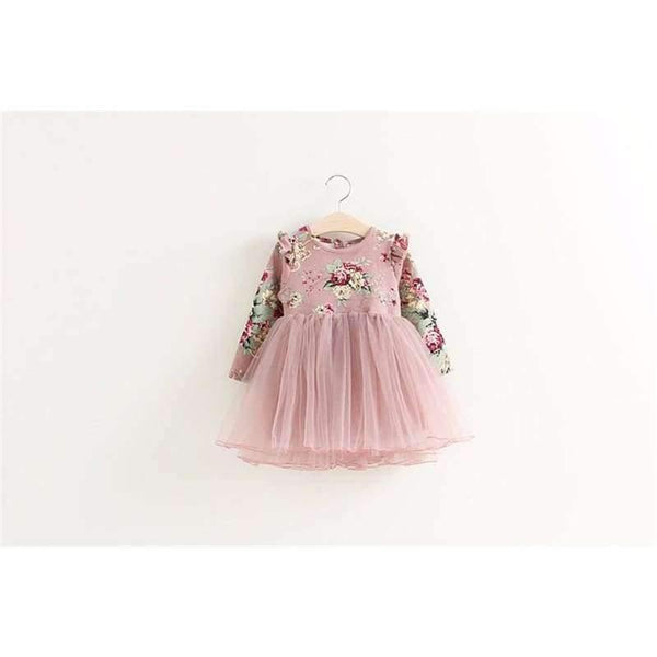 Planet Gates Children Dress Autumn Baby Girls floral Printed Princess Dresses Vestidos toddler girls Clothing Kids Girls red Xmas Dresses