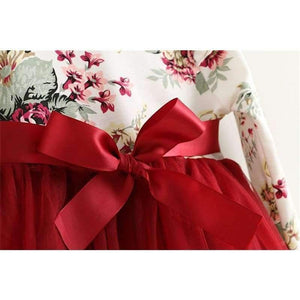 Planet Gates Children Dress Autumn Baby Girls floral Printed Princess Dresses Vestidos toddler girls Clothing Kids Girls red Xmas Dresses