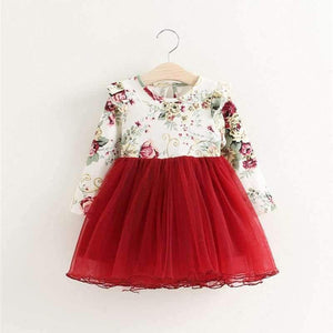 Planet Gates Children Dress Autumn Baby Girls floral Printed Princess Dresses Vestidos toddler girls Clothing Kids Girls red Xmas Dresses