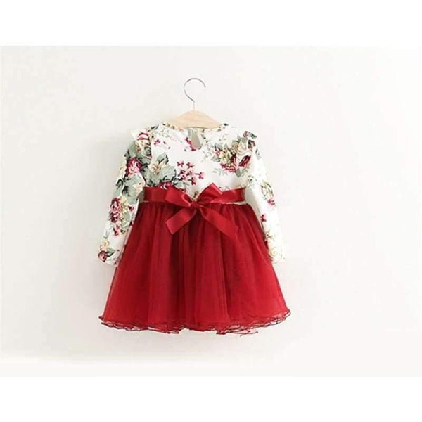 Planet Gates Children Dress Autumn Baby Girls floral Printed Princess Dresses Vestidos toddler girls Clothing Kids Girls red Xmas Dresses