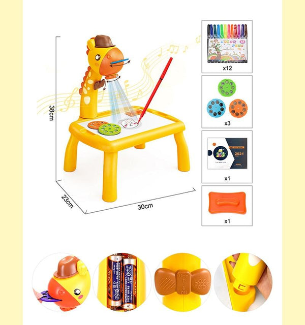 Planet Gates Children Led Projector Painting Art Drawing Table Light Toy For Kids Painting Board Desk Educational Learning Paint Tools Toys