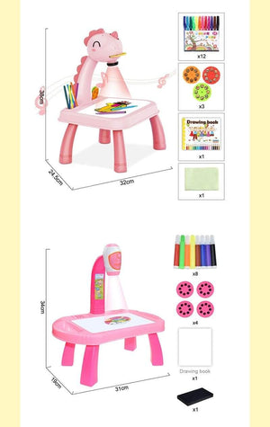 Planet Gates Children Led Projector Painting Art Drawing Table Light Toy For Kids Painting Board Desk Educational Learning Paint Tools Toys