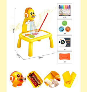 Planet Gates Children Led Projector Painting Art Drawing Table Light Toy For Kids Painting Board Desk Educational Learning Paint Tools Toys