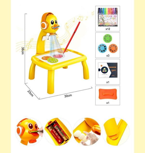 Planet Gates Children Led Projector Painting Art Drawing Table Light Toy For Kids Painting Board Desk Educational Learning Paint Tools Toys