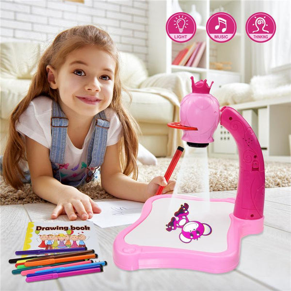 Planet Gates Children Led Projector Painting Art Drawing Table Light Toy For Kids Painting Board Desk Educational Learning Paint Tools Toys