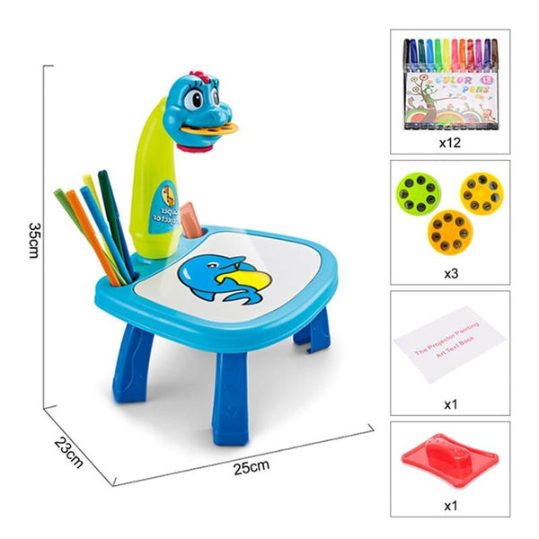 Planet Gates Children Led Projector Painting Art Drawing Table Light Toy For Kids Painting Board Desk Educational Learning Paint Tools Toys