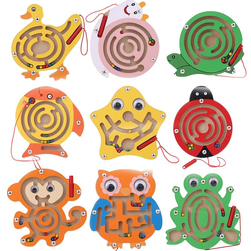 Planet Gates Children Magnetic Maze Toy Kids Wooden Puzzle Game Toy Kids Early Educational Brain Teaser Wooden Toy Intellectual Jigsaw Board