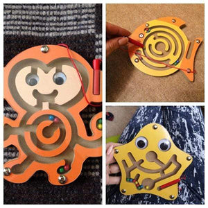 Planet Gates Children Magnetic Maze Toy Kids Wooden Puzzle Game Toy Kids Early Educational Brain Teaser Wooden Toy Intellectual Jigsaw Board