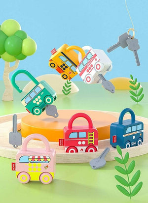 Planet Gates Children Montessori Toys Cartoon Car Unlocking Digital Key Matching Sensory Learning Educational Teaching Aids Pretend Play Toys