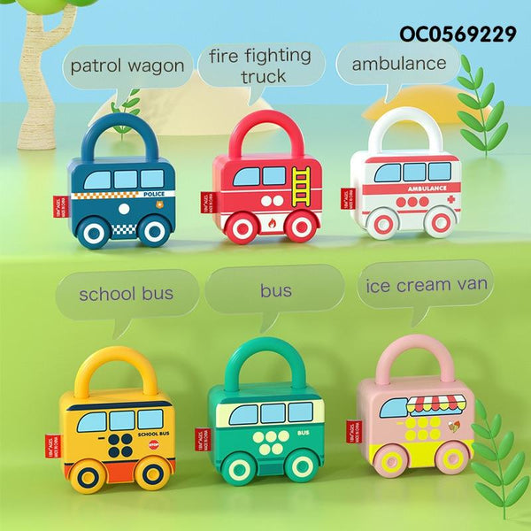 Planet Gates Children Montessori Toys Cartoon Car Unlocking Digital Key Matching Sensory Learning Educational Teaching Aids Pretend Play Toys