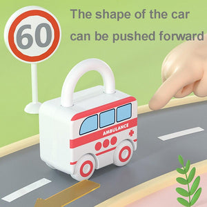Planet Gates Children Montessori Toys Cartoon Car Unlocking Digital Key Matching Sensory Learning Educational Teaching Aids Pretend Play Toys