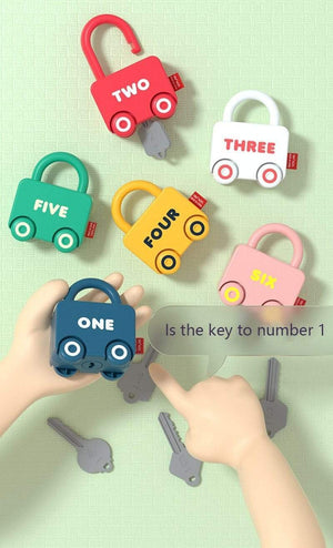 Planet Gates Children Montessori Toys Cartoon Car Unlocking Digital Key Matching Sensory Learning Educational Teaching Aids Pretend Play Toys