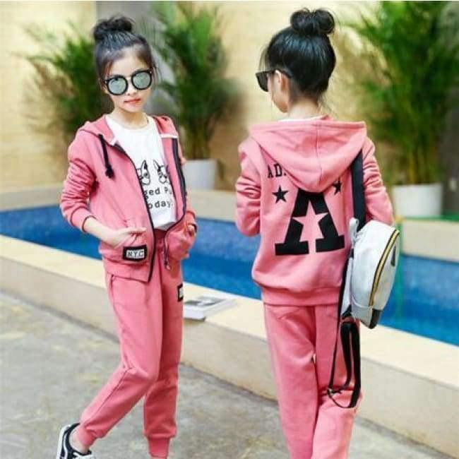 Planet Gates Children Sport Suits Teenage Girls Clothing Sets  Spring Autumn Kids Tracksuits Hooded Coat +Pants 2pcs Clothes