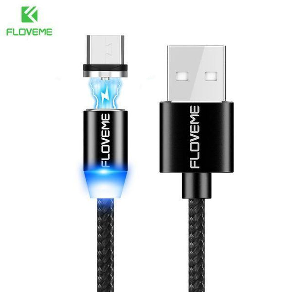Planet Gates China / 1 Plug 1 Black Cable / 1m FLOVEME LED Magnetic Micro USB Cable 1M Braided 5V/2A Magnet Charger Phone Cable For Samsung Galaxy S6 S7 Edge Xiaomi Redmi 4X