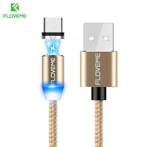 Planet Gates China / 1 Plug 1 Gold Cable / 1m FLOVEME LED Magnetic Micro USB Cable 1M Braided 5V/2A Magnet Charger Phone Cable For Samsung Galaxy S6 S7 Edge Xiaomi Redmi 4X