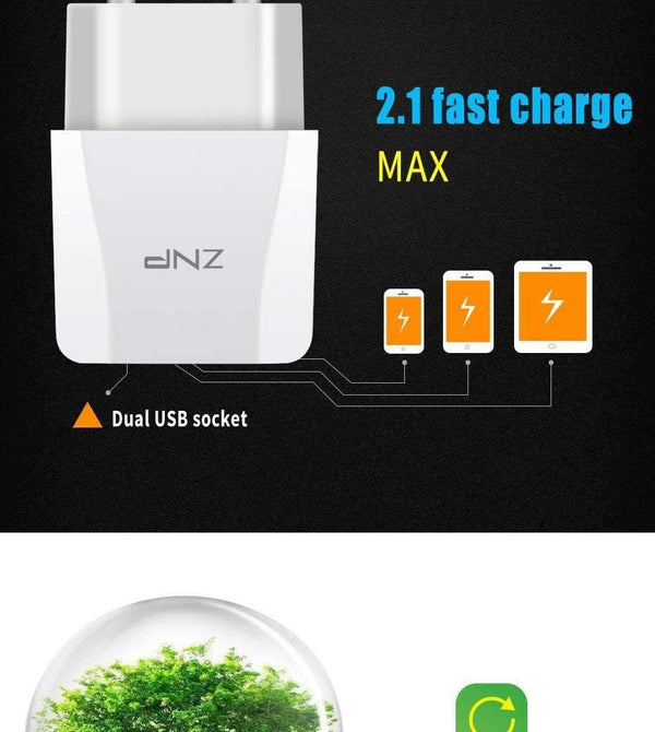 Planet Gates China / 1 Port EU Charger ZNP 2 Ports USB Charger For iPhone X 8 7 iPad Fast Wall Charger EU Adapter For Samsung S9 Xiaomi Mi 8 Mobile Phone Charger