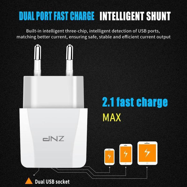 Planet Gates China / 1 Port EU Charger ZNP 2 Ports USB Charger For iPhone X 8 7 iPad Fast Wall Charger EU Adapter For Samsung S9 Xiaomi Mi 8 Mobile Phone Charger