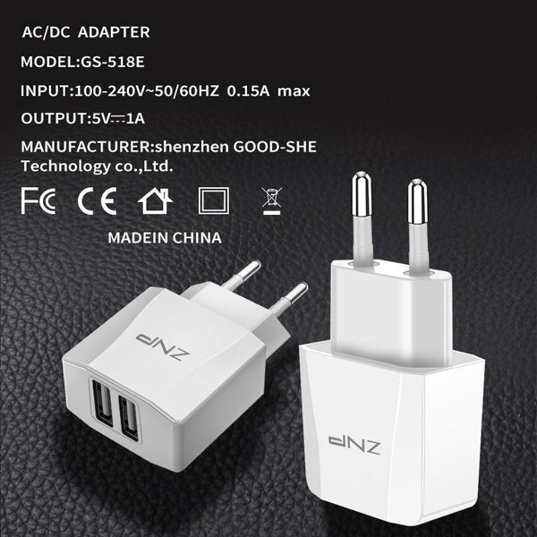 Planet Gates China / 1 Port EU Charger ZNP 2 Ports USB Charger For iPhone X 8 7 iPad Fast Wall Charger EU Adapter For Samsung S9 Xiaomi Mi 8 Mobile Phone Charger