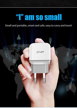 Planet Gates China / 1 Ports Charger ZNP Dual 2 USB Charger For Honor 10 9 lite Mobile Phone EU Charger Plug Travel Wall Charger Adapter For One Plus 6 5T 5 Charger