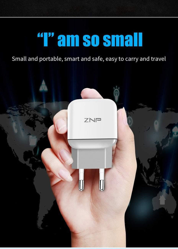 Planet Gates China / 1 Ports Charger ZNP Dual 2 USB Charger For Honor 10 9 lite Mobile Phone EU Charger Plug Travel Wall Charger Adapter For One Plus 6 5T 5 Charger