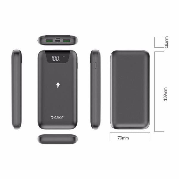 Planet Gates China / 10000mAh ORICO 10000 mAh Power Bank Wireless Charging Powerbank External Battery Power-bank With LED Display for Mobile Phone Tablets