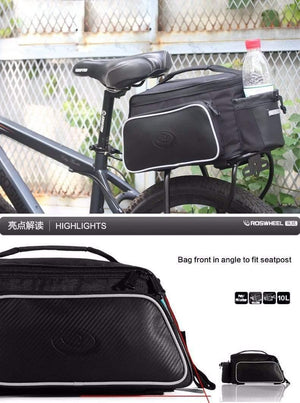 Planet Gates China 10L Roswheel Bicycle Trunk Pannier Bike Rear Carrier Bag Tear-resistant Black Seat Bag Cycling Pouch Handle Bag