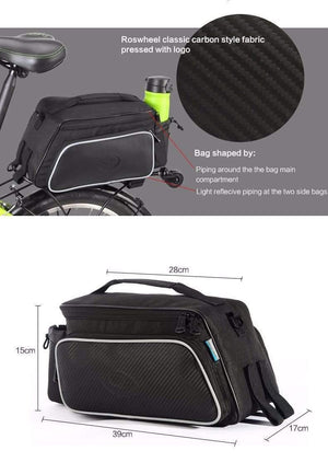 Planet Gates China 10L Roswheel Bicycle Trunk Pannier Bike Rear Carrier Bag Tear-resistant Black Seat Bag Cycling Pouch Handle Bag