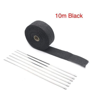Planet Gates China / 10M Black ZSDTRP 5cm*5M 10M 15M Titanium/Black Exhaust Heat Wrap Roll for Motorcycle Fiberglass Heat Shield Tape with Stainless Ties