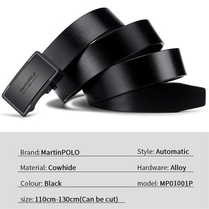 Planet Gates China / 110cm Men Belt Genuine Leather Automatic Buckle Luxury Brand Male Belts Black Strap Original Natural Cowskin
