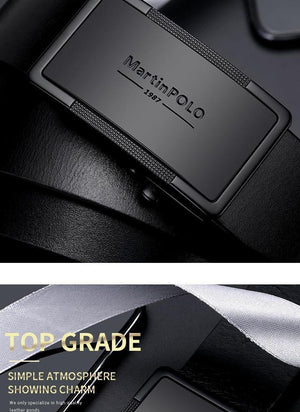 Planet Gates China / 110cm Men Belt Genuine Leather Automatic Buckle Luxury Brand Male Belts Black Strap Original Natural Cowskin