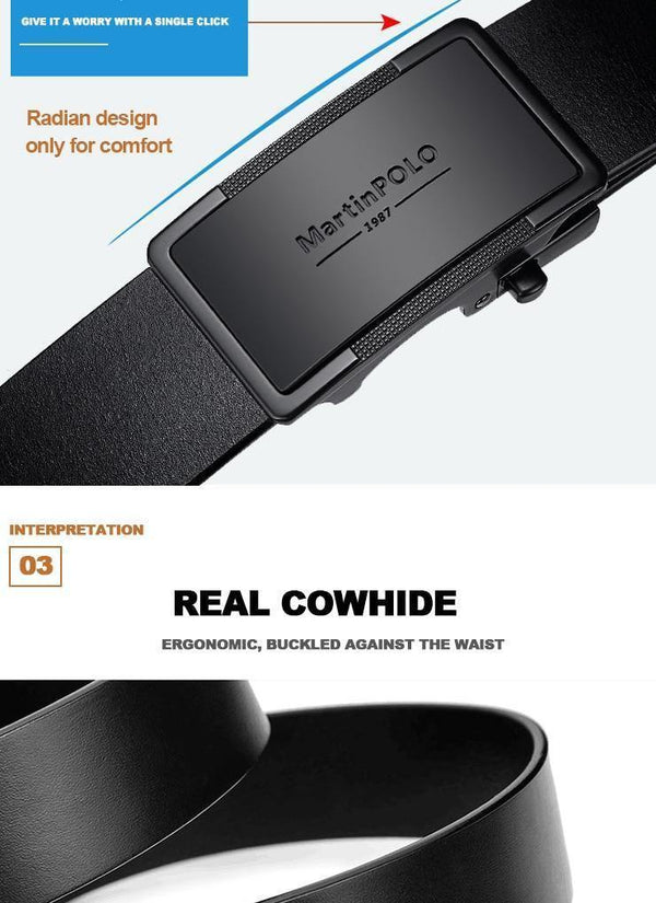 Planet Gates China / 110cm Men Belt Genuine Leather Automatic Buckle Luxury Brand Male Belts Black Strap Original Natural Cowskin