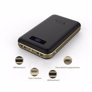 Planet Gates China / 12500mAh Power Bank ORICO 12500mAh Type-c Power Bank LCD External Battery Portable Mobile Fast Charger Dual USB Powerbank Universal Black