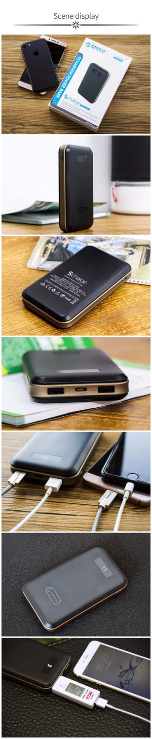 Planet Gates China / 12500mAh Power Bank ORICO 12500mAh Type-c Power Bank LCD External Battery Portable Mobile Fast Charger Dual USB Powerbank Universal Black