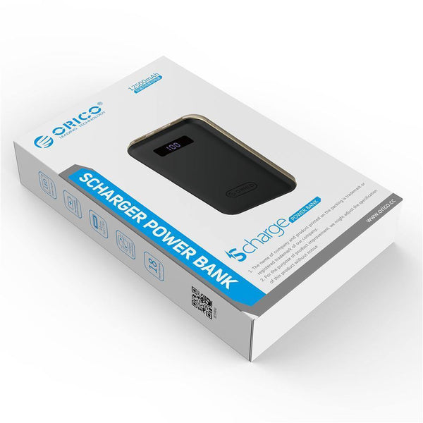 Planet Gates China / 12500mAh Power Bank ORICO 12500mAh Type-c Power Bank LCD External Battery Portable Mobile Fast Charger Dual USB Powerbank Universal Black